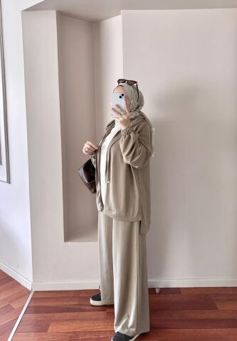 Fermuarlı Oysh Bej Takım