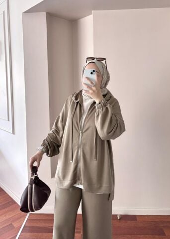 Fermuarlı Oysh Bej Takım