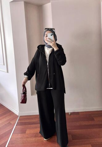 Fermuarlı Oysh Siyah Takım