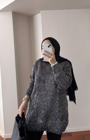 Gümüş Simli Triko Kazak