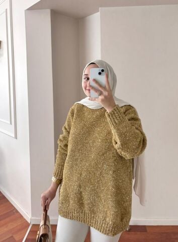 Gold Simli Triko Kazak