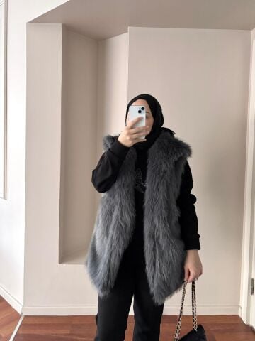 Antrasit Tüylü Yelek