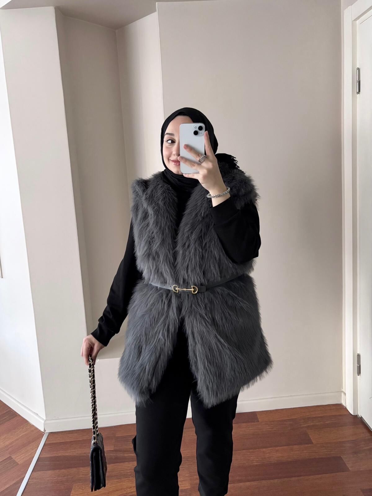 Antrasit Tüylü Yelek